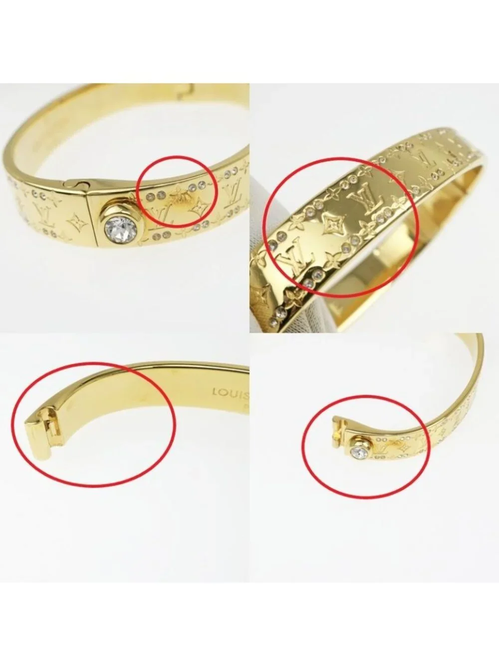 Louis Vuitton Rigid Bracelet Nanogram Strass Gold S Bangle - Picture 8 of 10